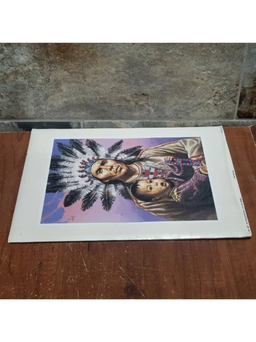 Vintage Unframed Two Braves Art Print 1983 Signed Ampe Lithograph Native America